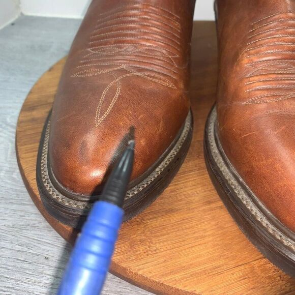 Justin 1108 Brown Men’s 9 D Leather Western Cowboy Boots Made In USA Comfort - Picture 10 of 13